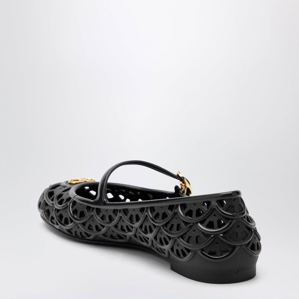 Valentino Garavani Black Vlogo Signature Rubber Ballet Flats Women