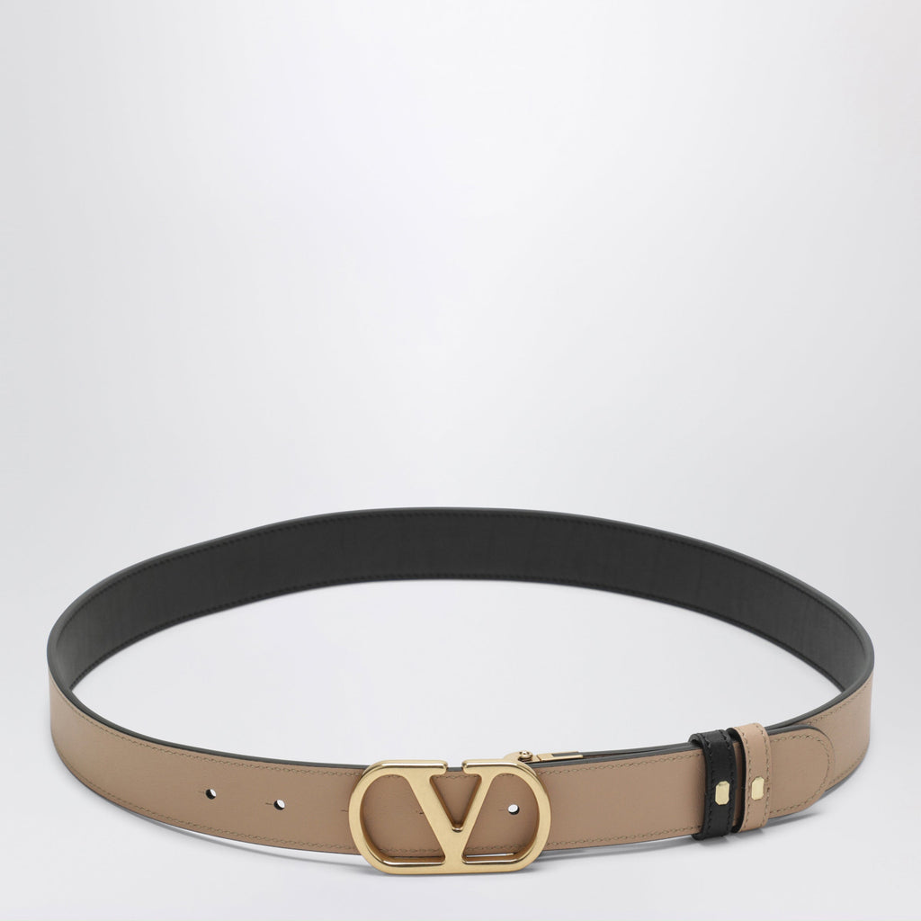 Valentino Garavani Black/Pink Reversible Vlogo Signature Belt Women