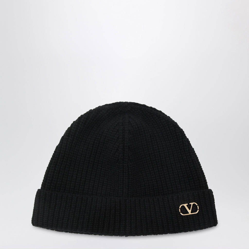 Valentino Garavani Black Vlogo Signature Cashmere Beanie Men