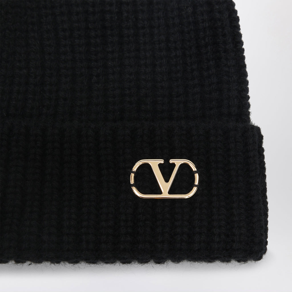 Valentino Garavani Black Vlogo Signature Cashmere Beanie Men