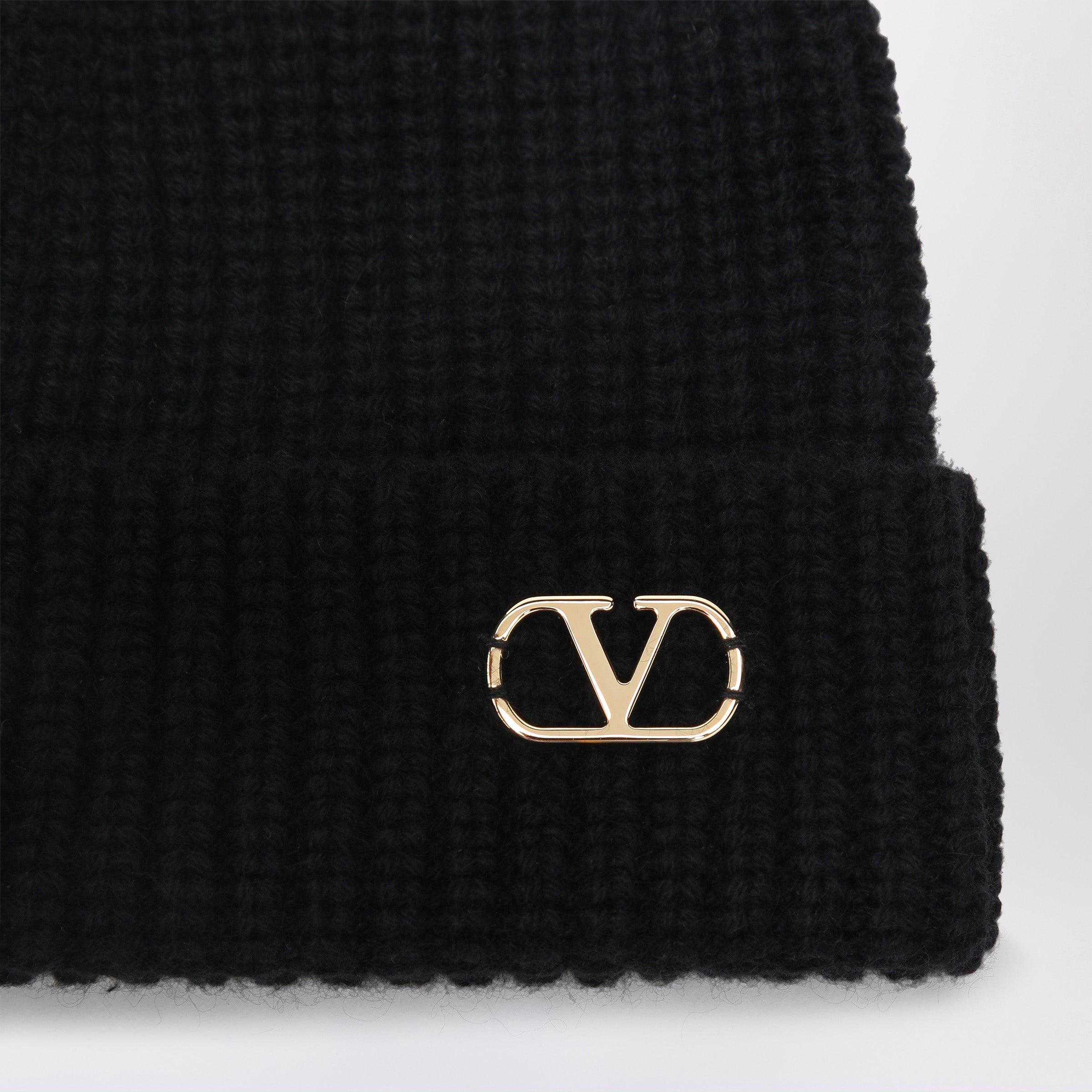 Valentino Garavani Black Vlogo Signature Cashmere Beanie Men