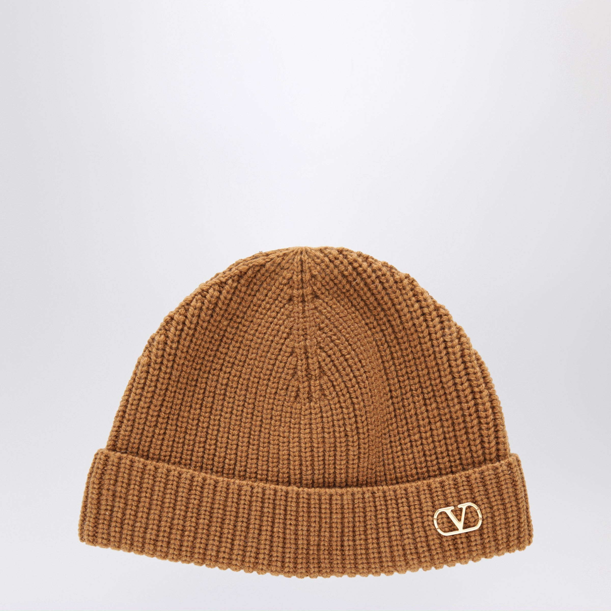 Valentino Garavani Camel Vlogo Signature Cashmere Beanie Men