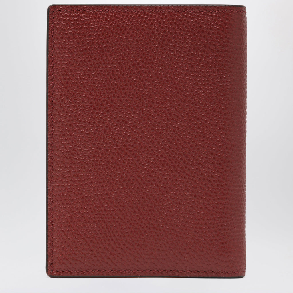 Valentino Garavani Dark Red Vlogo Card Holder In Grained Leather Men