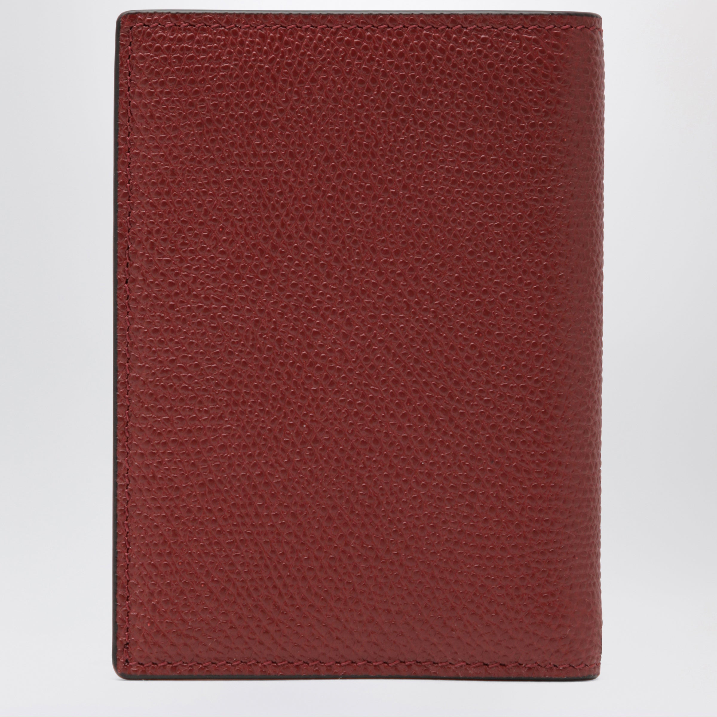 Valentino Garavani Dark Red Vlogo Card Holder In Grained Leather Men