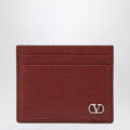 Valentino Garavani Vlogo Signature Card Holder In Grained Calfskin, Russet Red Men