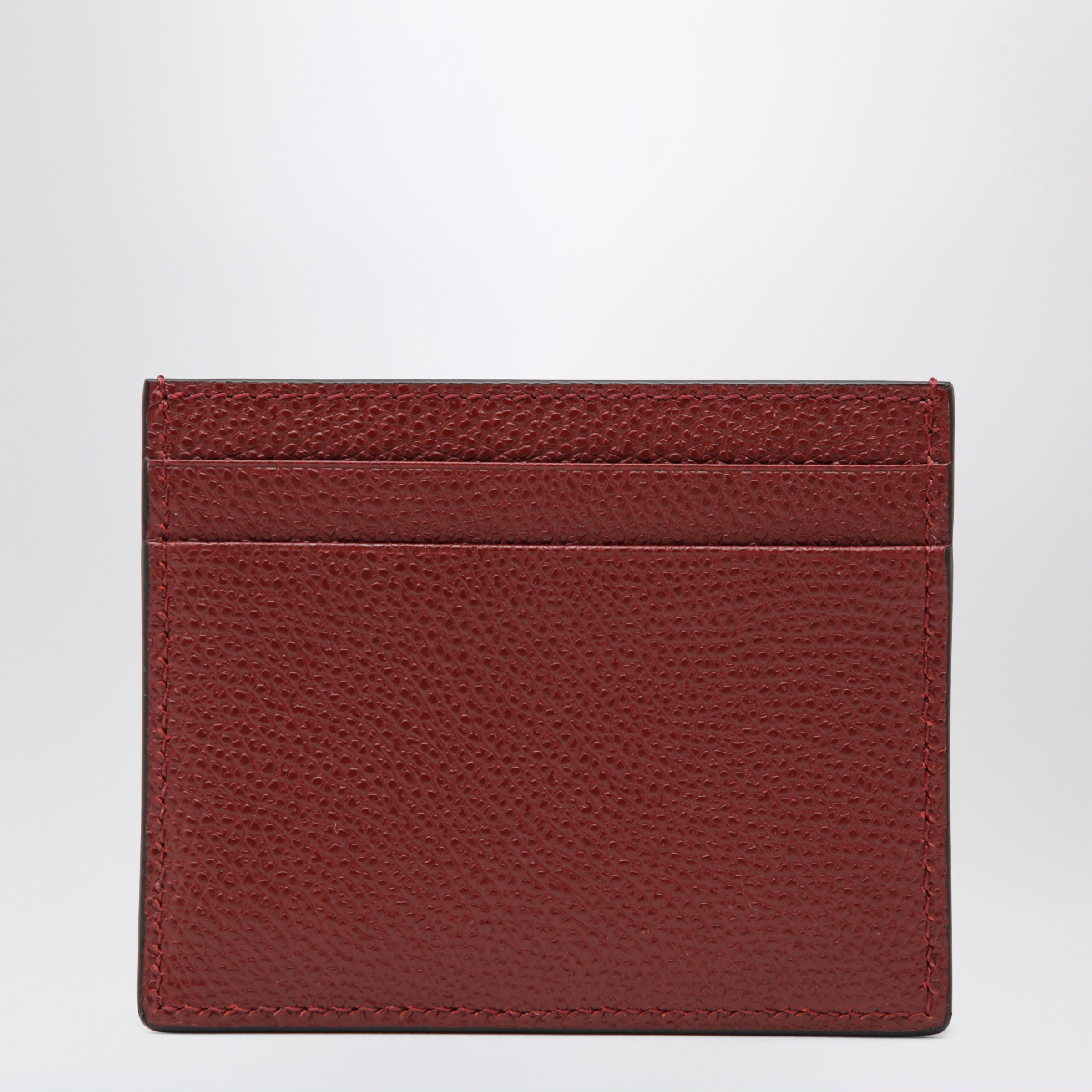 Valentino Garavani Vlogo Signature Card Holder In Grained Calfskin, Russet Red Men