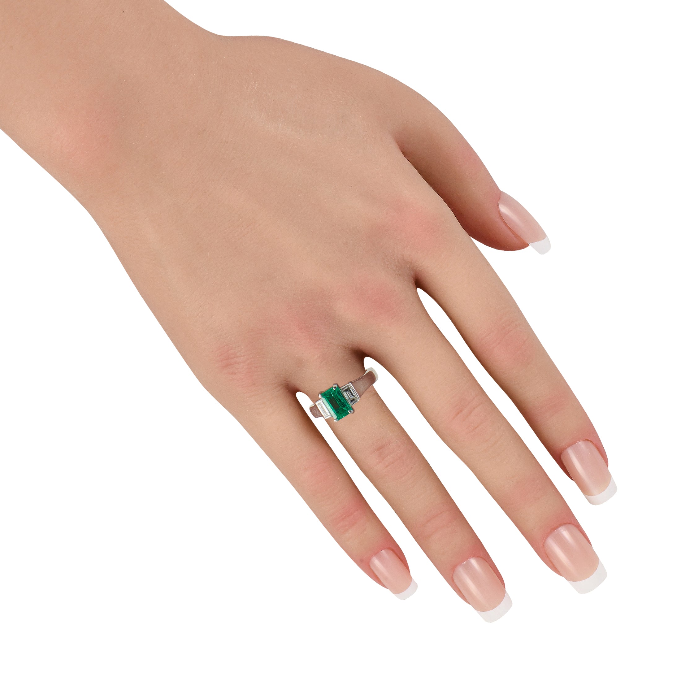 LB Exclusive Platinum 0.46ct Diamond and Emerald Ring MF17-041026