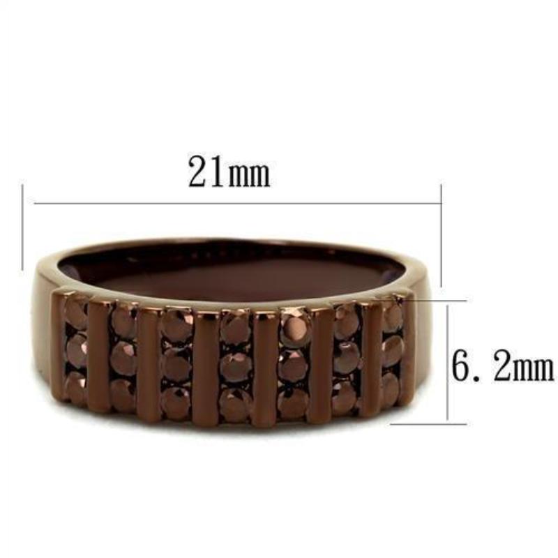 IP Coffee light Brass Ring with AAA Grade CZ in Light Coffee