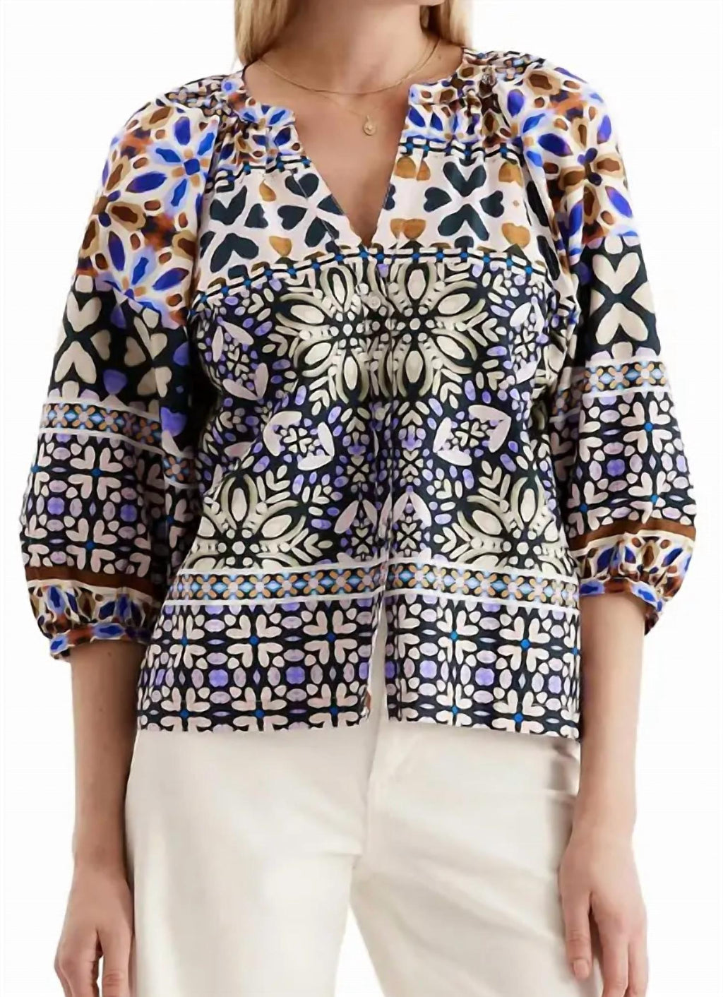 Harper Cotton Top In Multi
