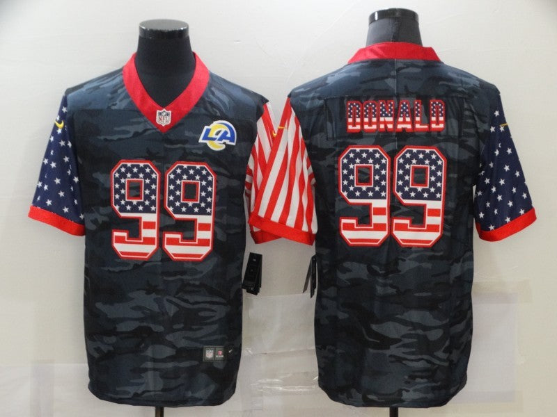 Men's Los Angeles Rams Aaron Donald #99 Gray Camouflage Game Player Jersey1