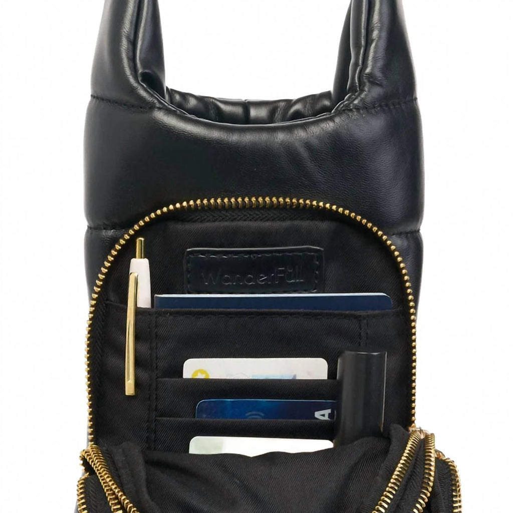 Women's Vegan Leather Hydrobag With Strap Bundle In Black