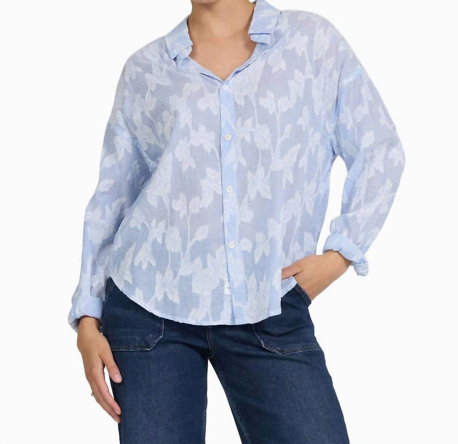 Adrianna Burnout Top In Blue Floral