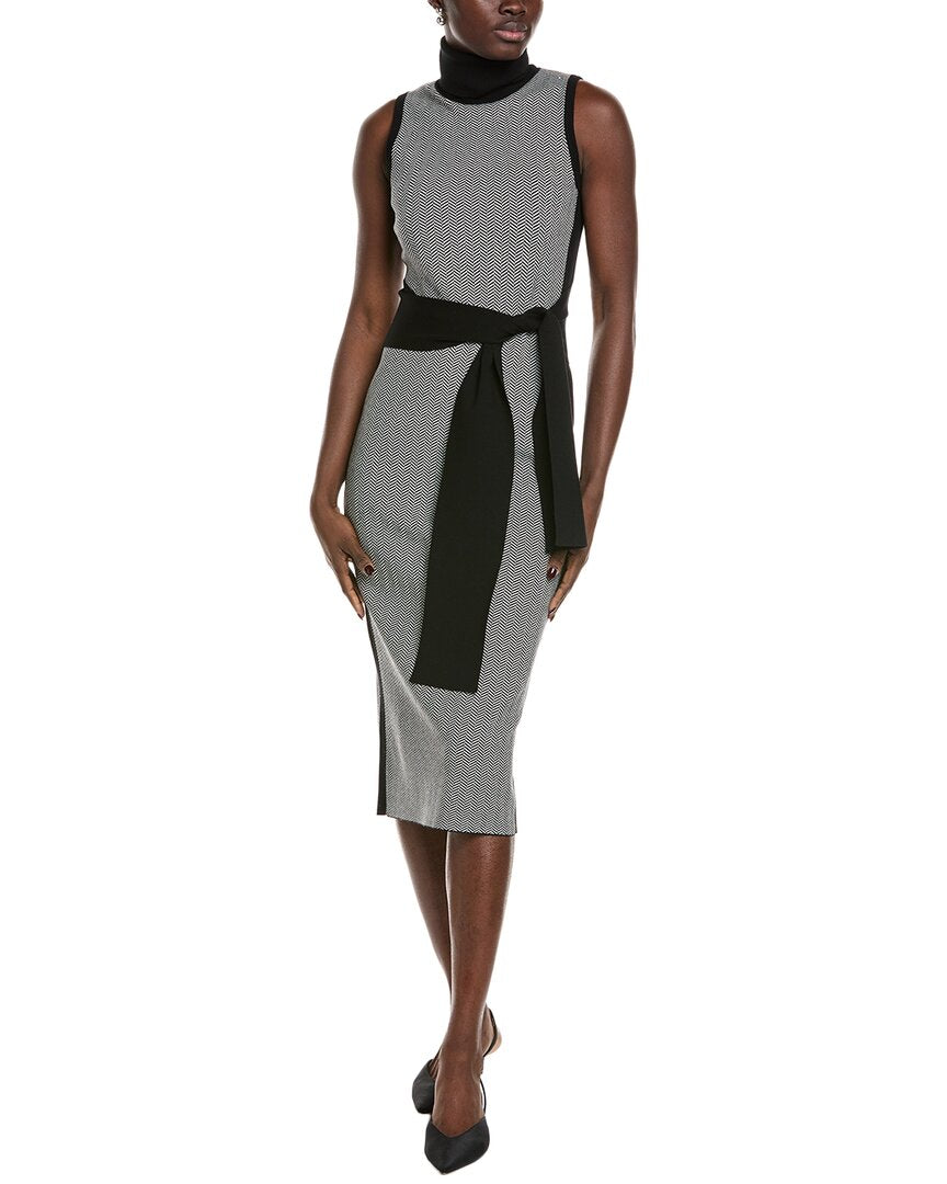 TOCCIN Peggy Turtleneck Tie-Front Sweaterdress
