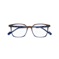 Borja Wood-Textured Rectangular Eyeglasses with Blue Accents