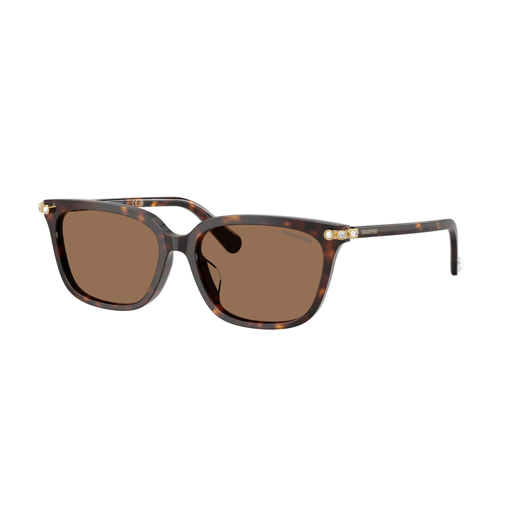 0Sk6064D Rectangular Tortoiseshell Sunglasses with Gold Accents