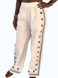 Santorini Embroidered Pants In White