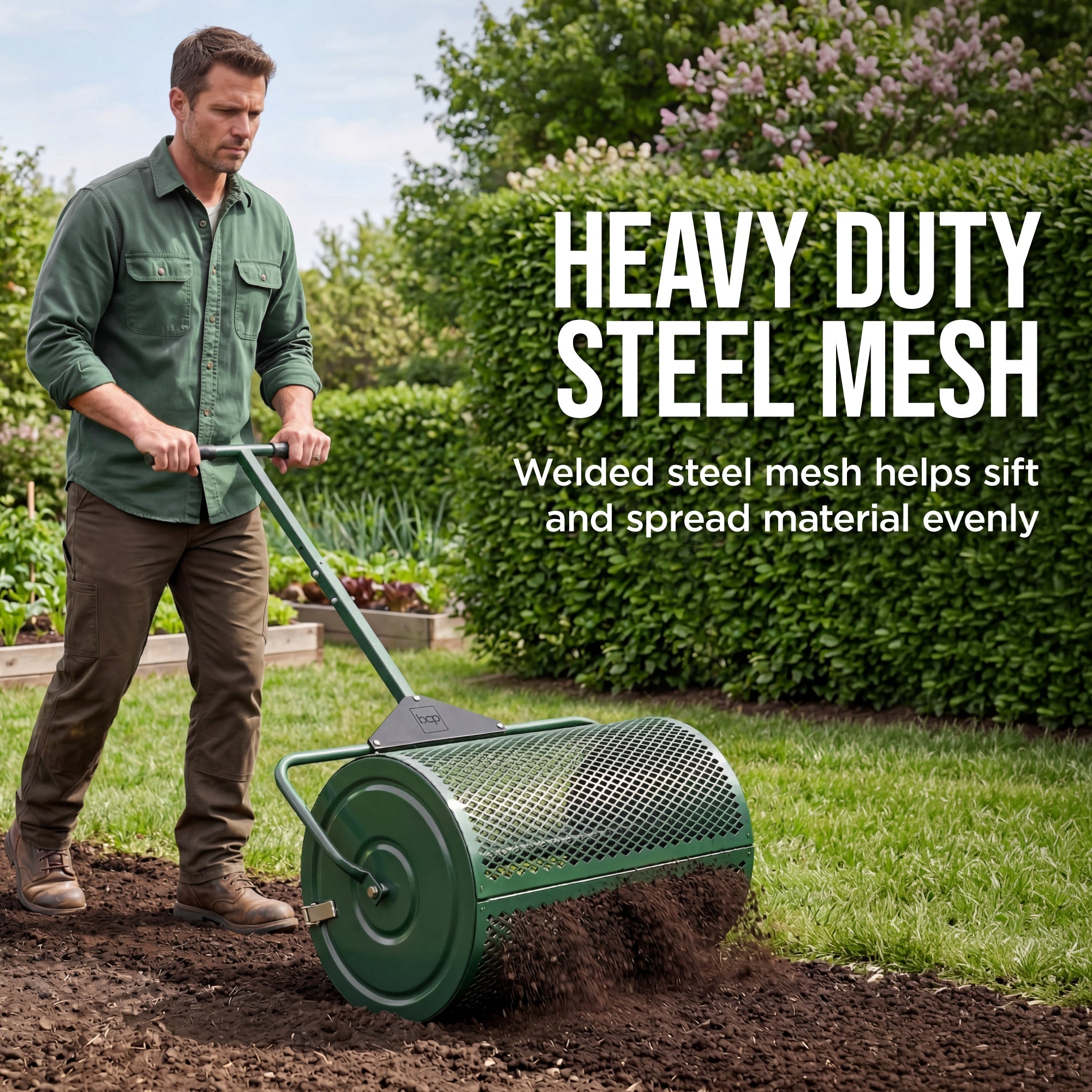 Best Choice Products 24" Compost Spreader, Steel Lawn & Peat Moss Topdresser, Adjustable T-Shaped Handle