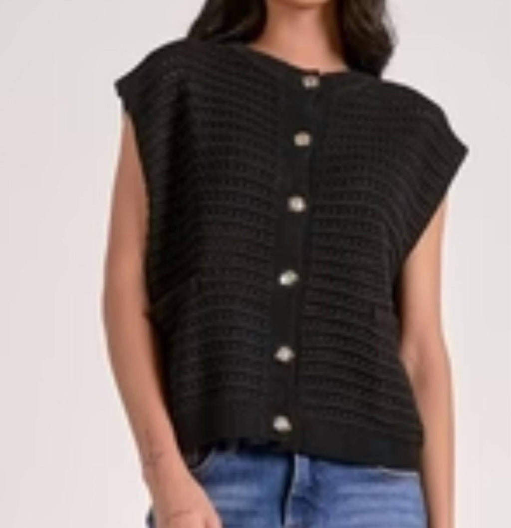 Knitted Sleeveless Vest In Black