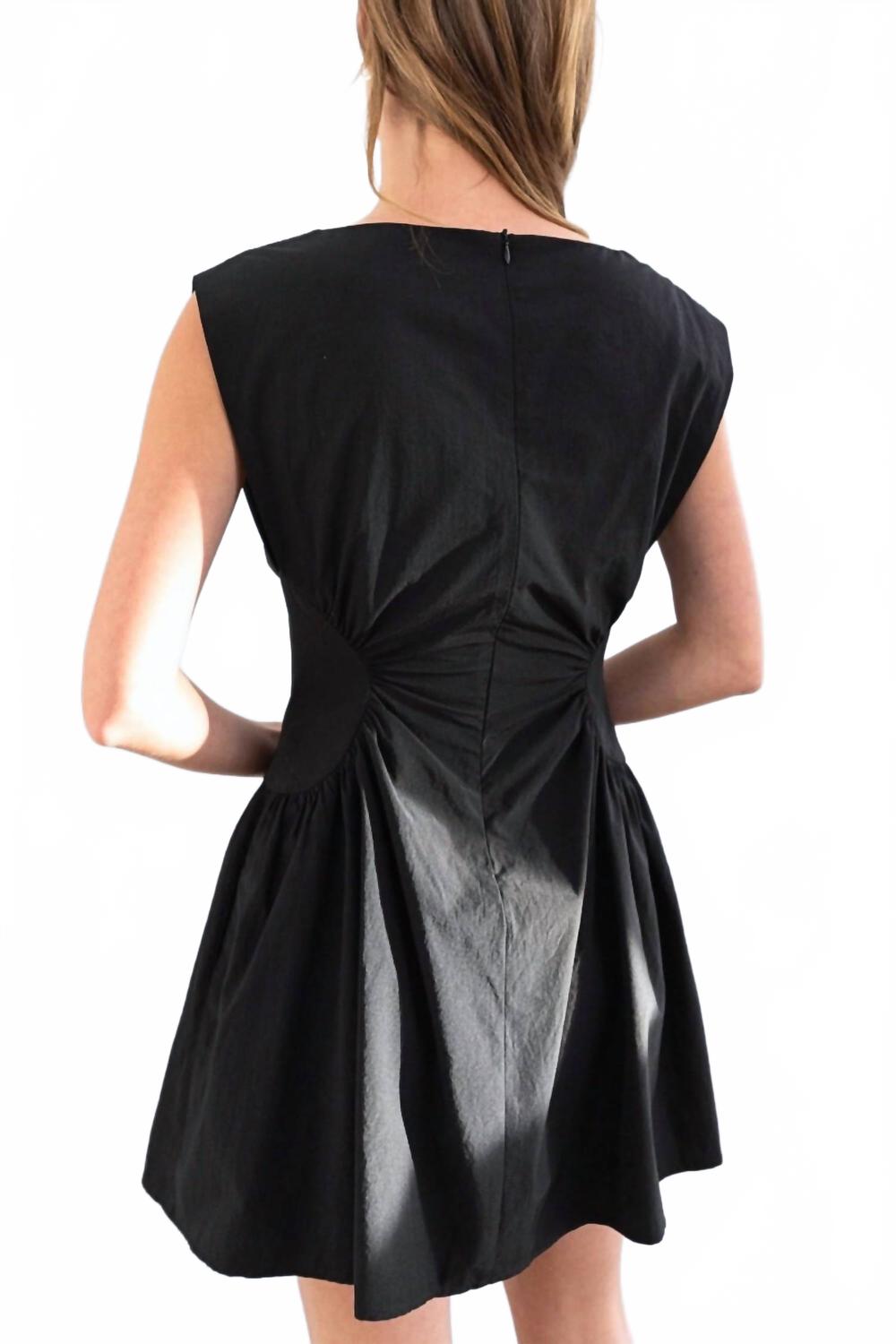 Sylvia Ruched Waist Mini Dress In Black