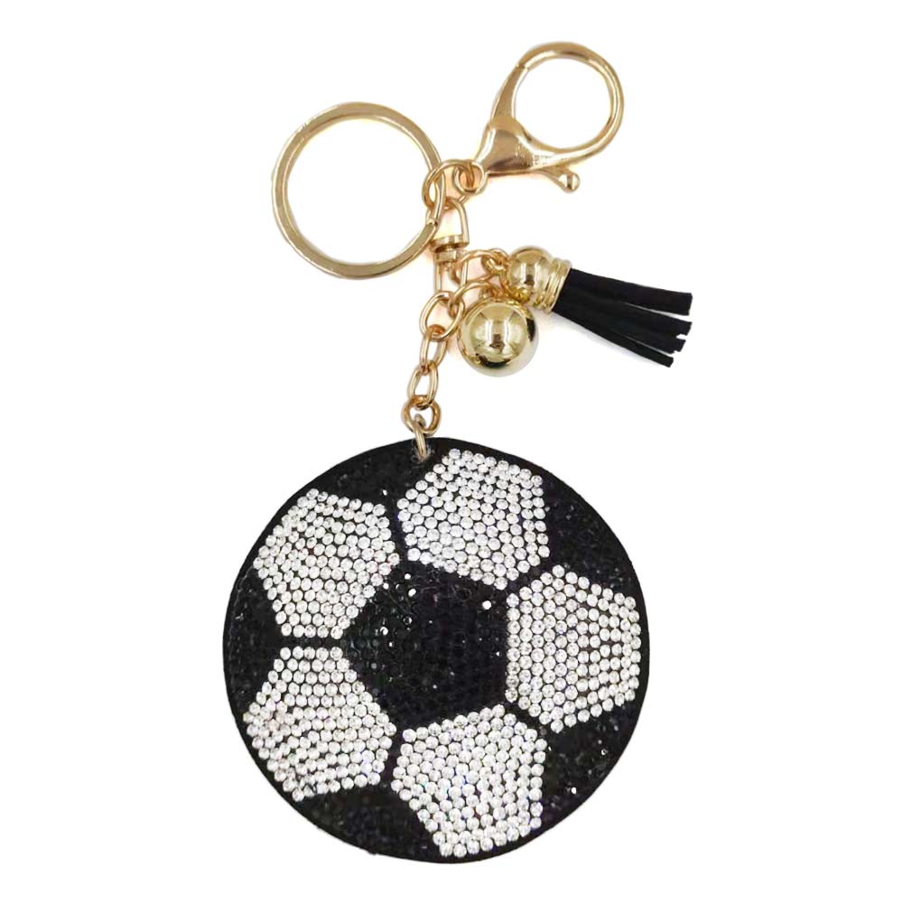 Bling Soccer Tassel Keychain