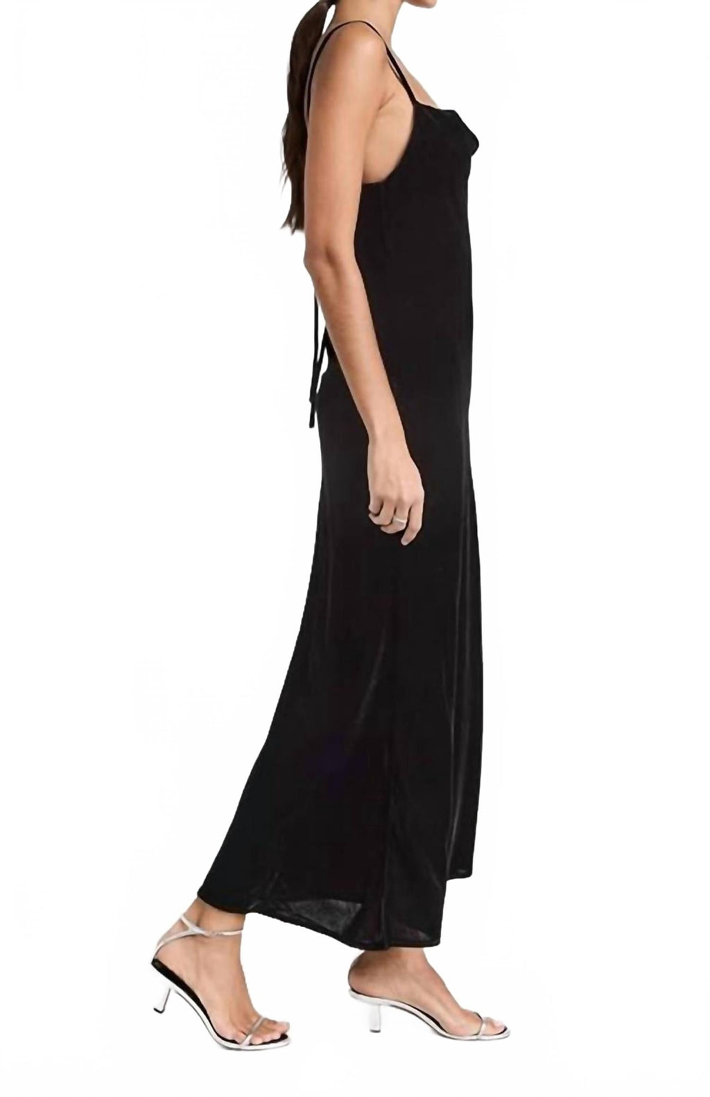 Jemima Velvet Midi Dress In Black