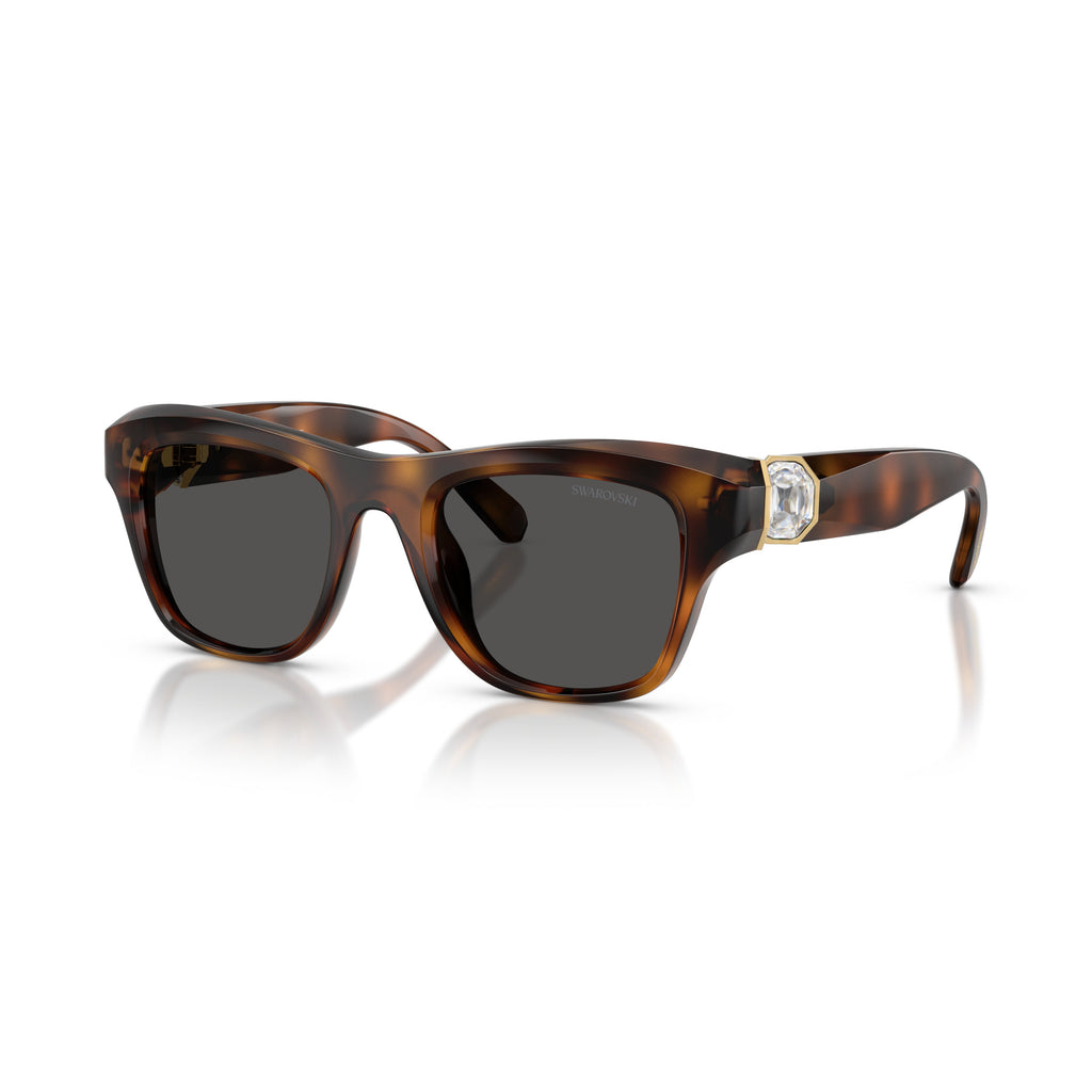 0Sk6056U Rectangular Tortoiseshell Sunglasses with Crystal Accents