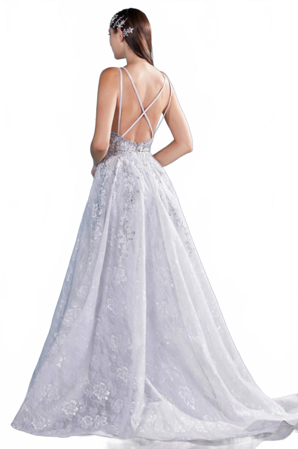 Dalia Floral Gown In Silver