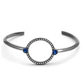 IP Light Black Stainless Steel Bangle with Top Grade Crystal in Capri Blue