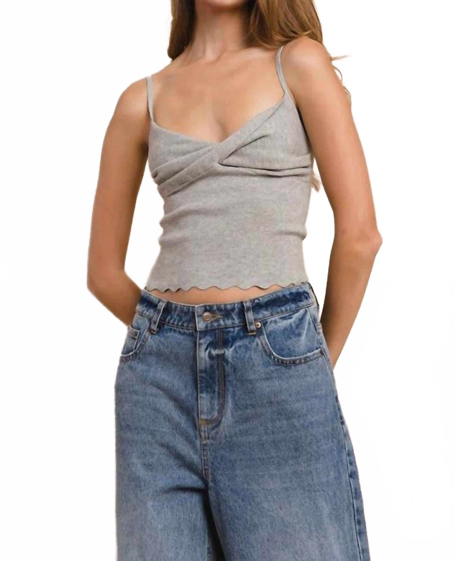 Twist Knit Top In Gray