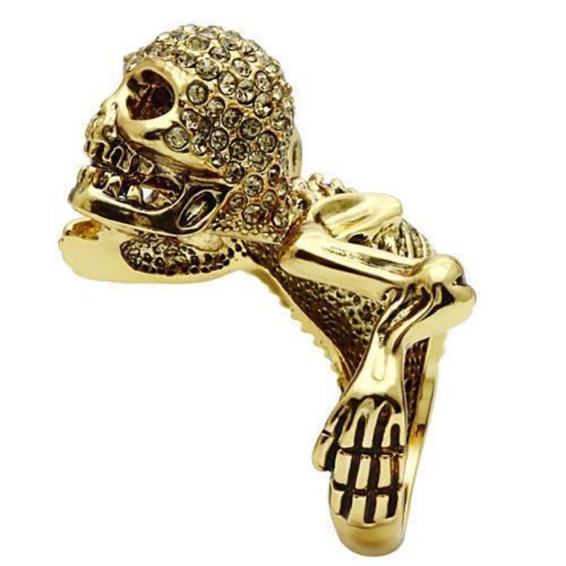 Gold White Metal Ring with Top Grade Crystal in Citrine Yellow