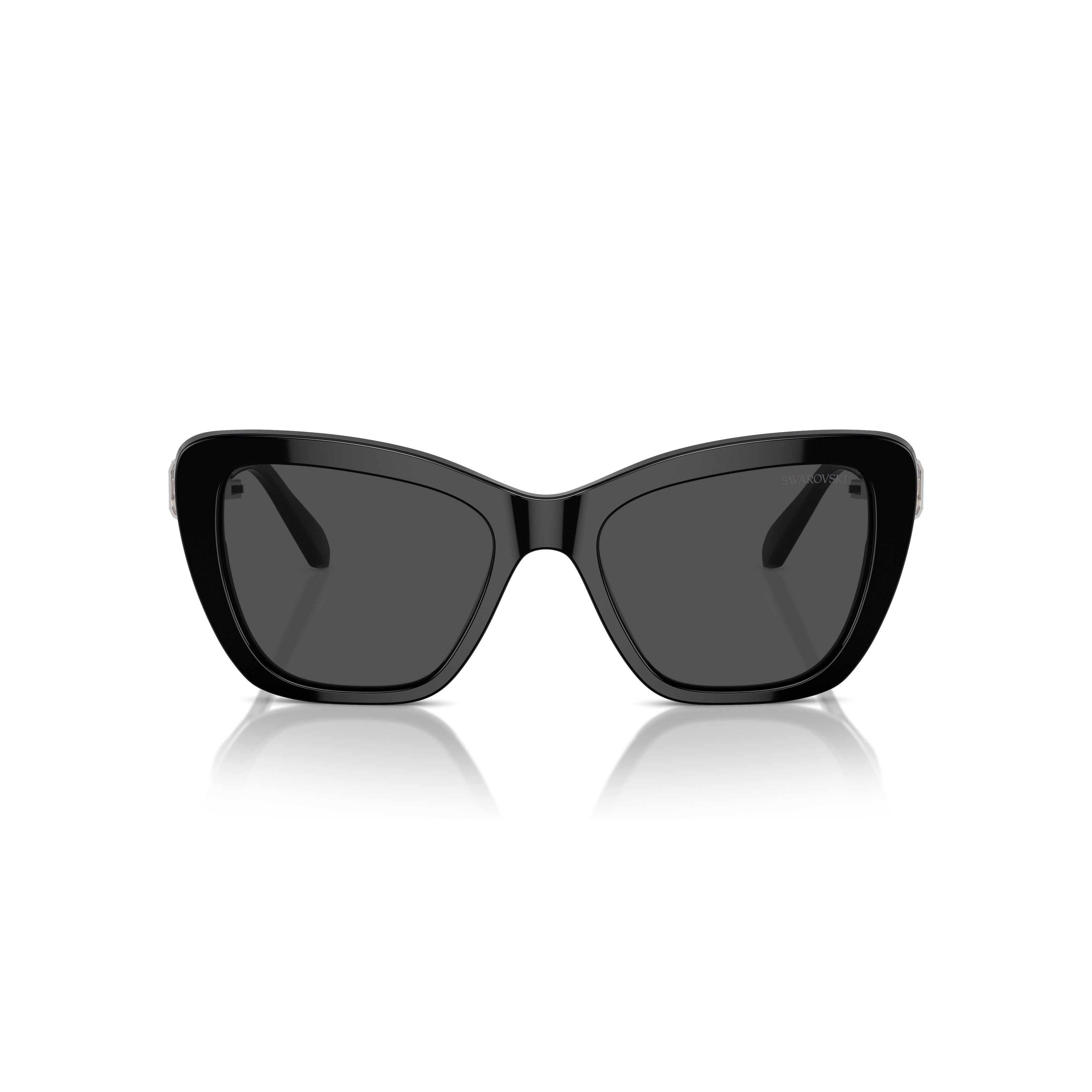 0Sk6018 Oversized Black Cat-Eye Sunglasses with Crystal Embellishments