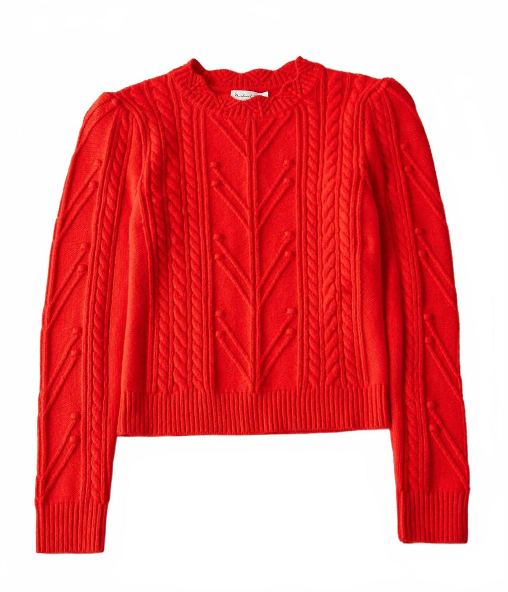 Pia Cable Knit Sweater In Cherry