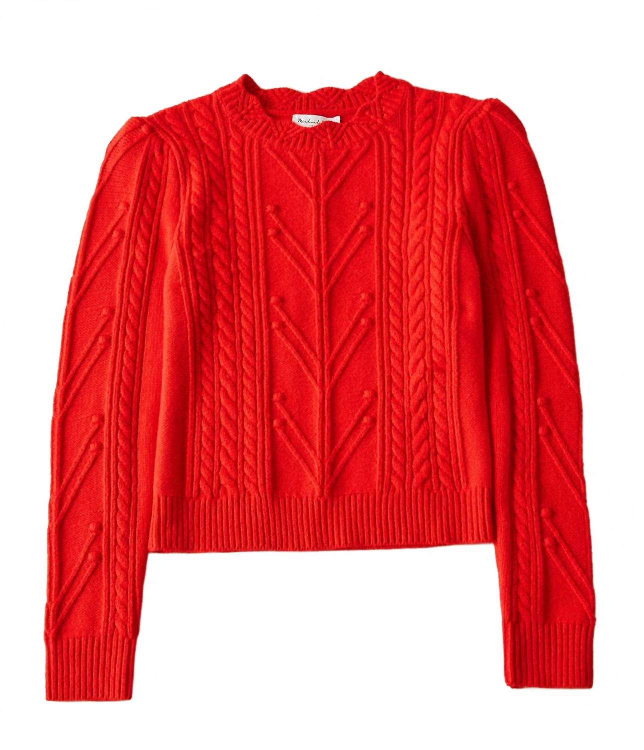 Pia Cable Knit Sweater In Cherry