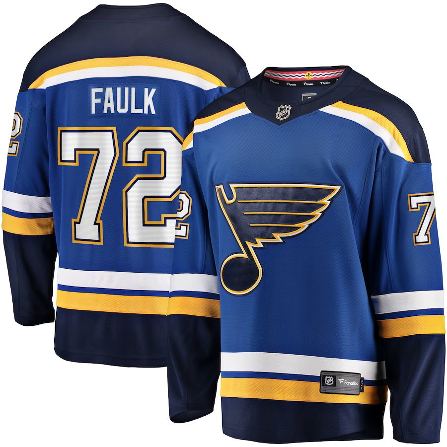 Men's St. Louis Blues Justin Faulk #72 Blue Home Breakaway Player jersey