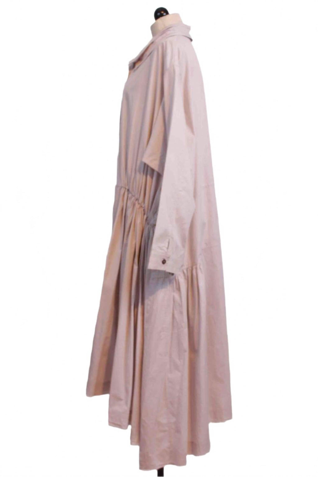 Women's Uneven Gathered Side Cotton Shirt Dress In Light Gray