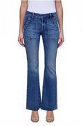 Happi Patch Pockets Flare Jeans In Medium/dark
