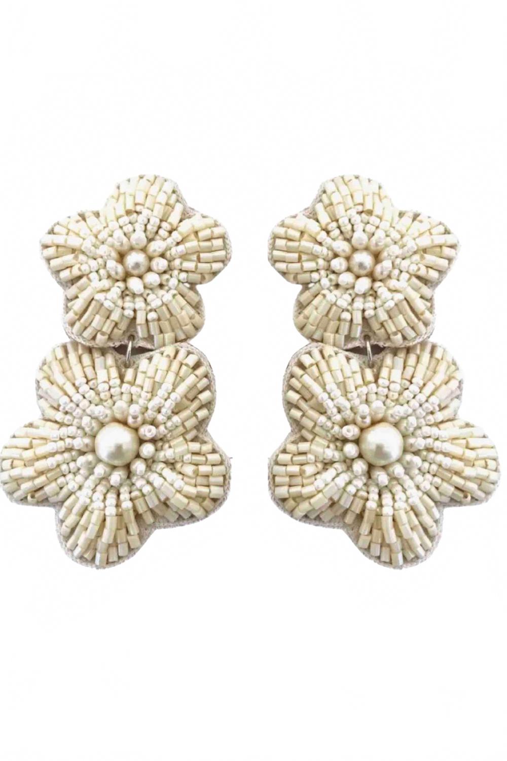 Bali Flower Earrings In Ivory