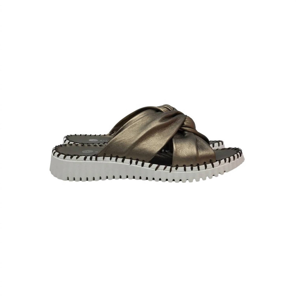 Women's Candace Leather Knot Slide Sandals In Pewter