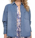 Suzanne Button Down Shacket In Ocean