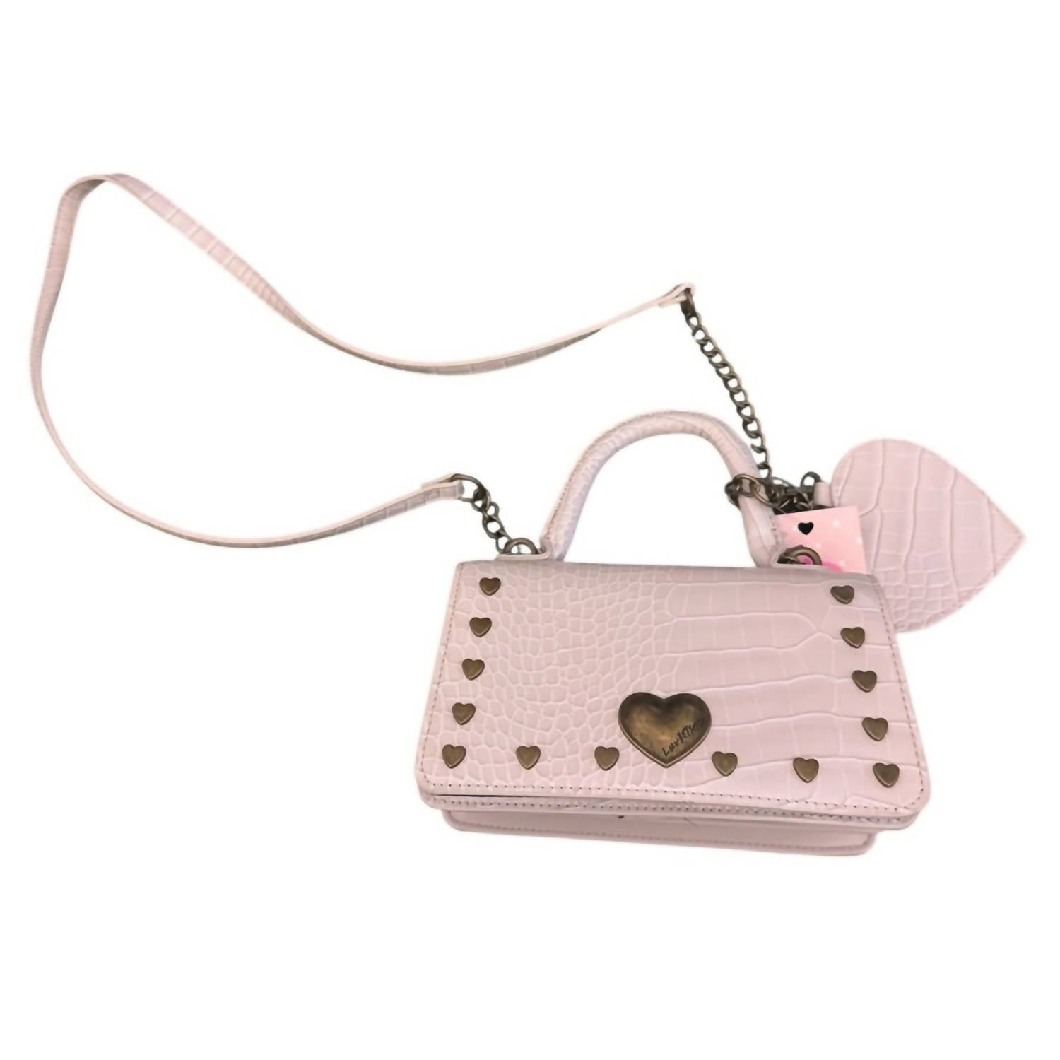 Women's Heart-Embellished Crossbody Bag In Pink