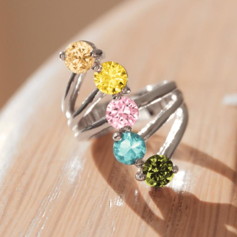 Sigrid Cocktail Ring - Stainless Steel, AAA CZ , Multi Color