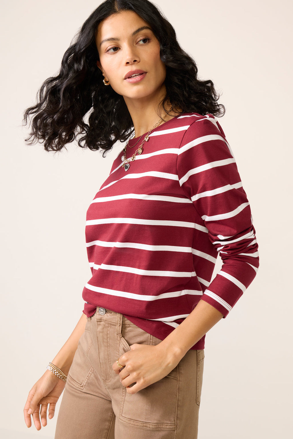 Women's Ever Perfect Long Sleeve Stripe T-Shirt