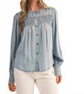 Heritage Smocked Denim Blouse In Blue
