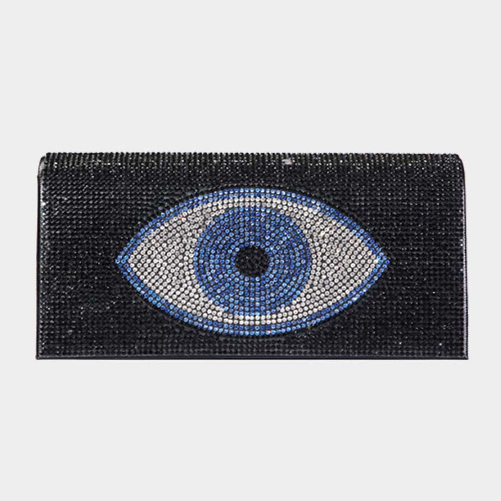 Bling Evil Eye Evening Clutch Crossbody Bag
