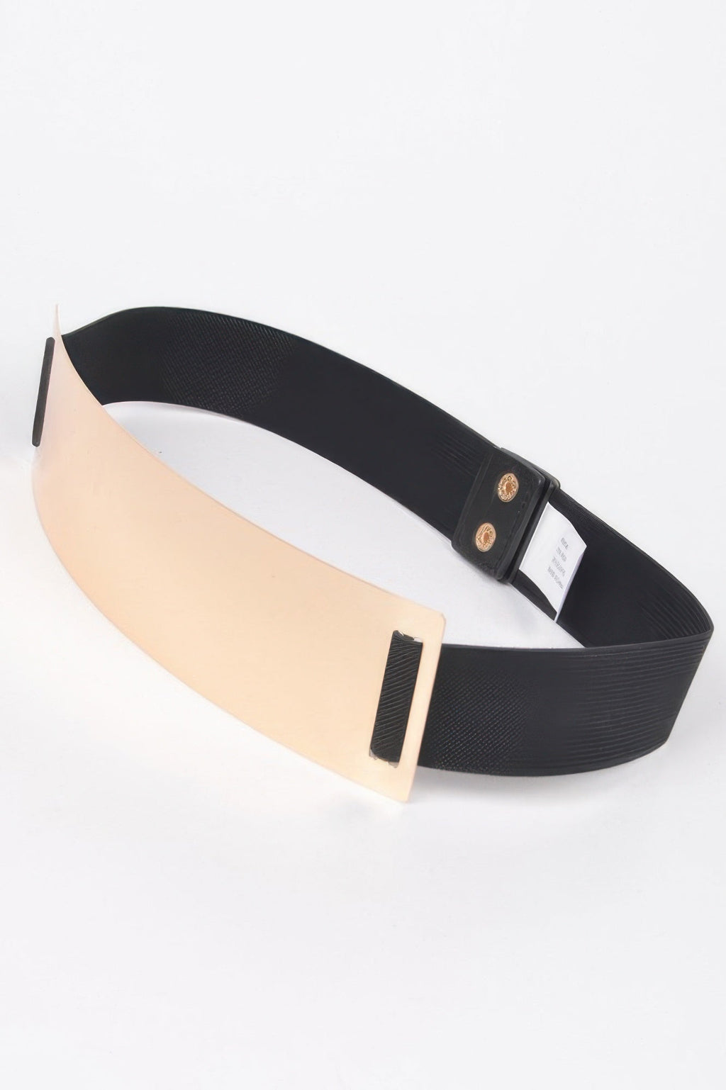 Stretch Waist Belt with Wide Metal Accent Plate