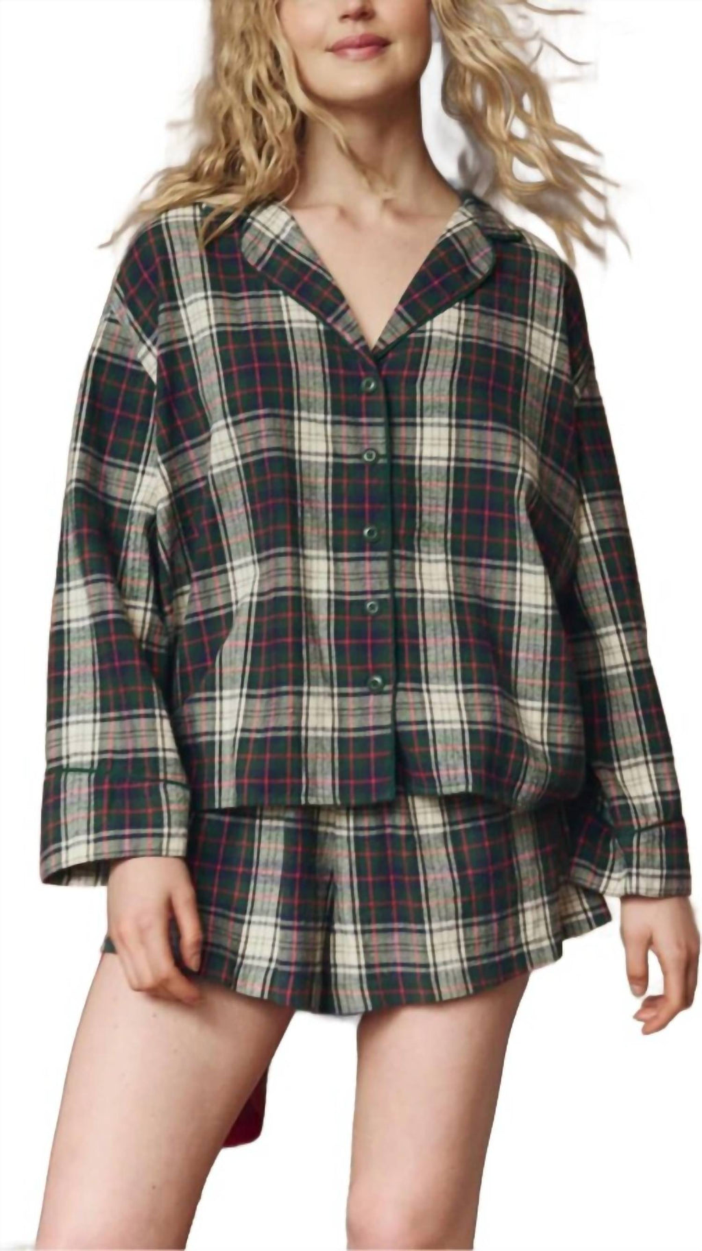 The Flannel Pajama Top In Pine Lodge Plaid