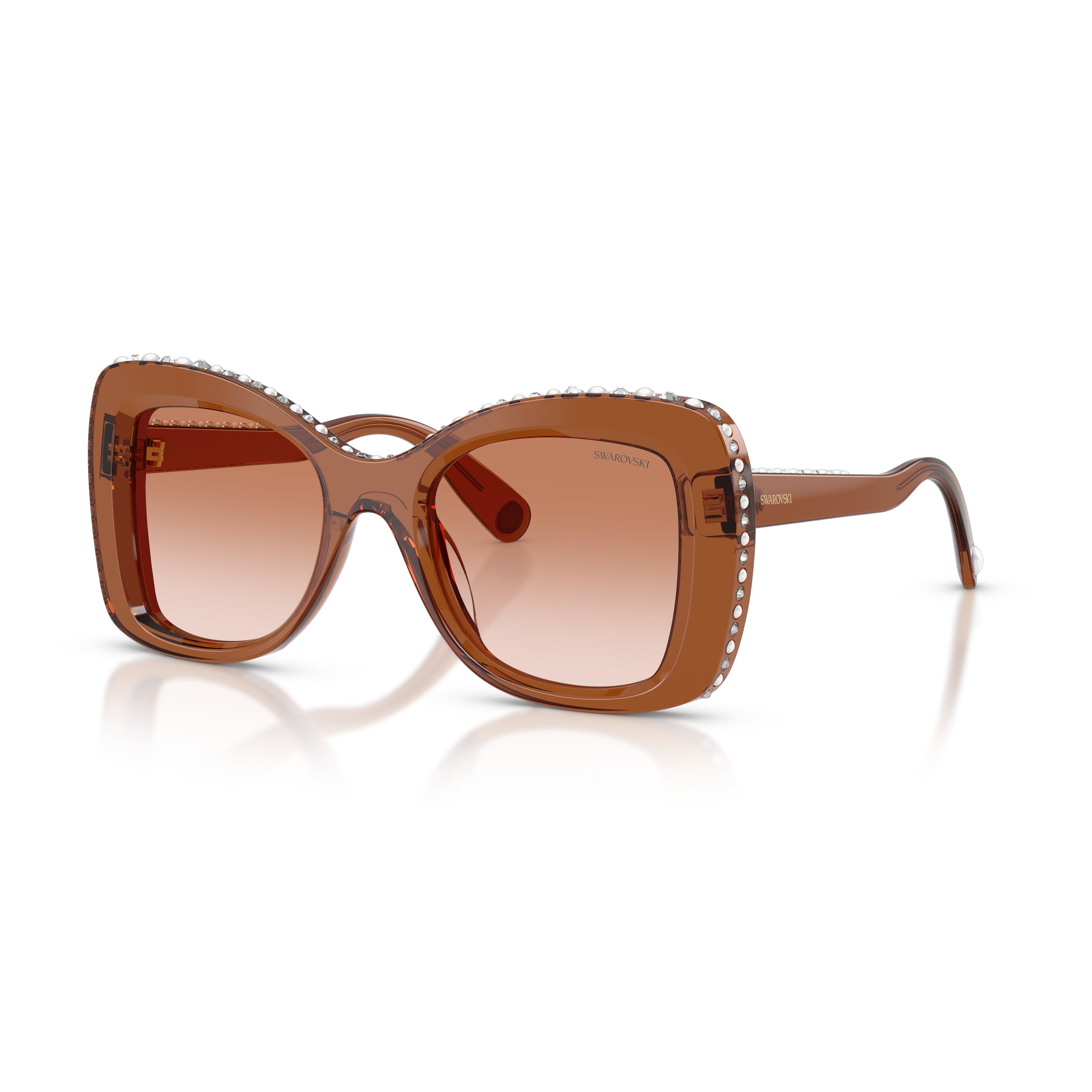 0Sk6062U Translucent Brown Acetate Sunglasses with Crystal Accents