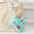 SUMMER Letter Embroidered Mini Canvas Tote Bag Keychain Bag Charm