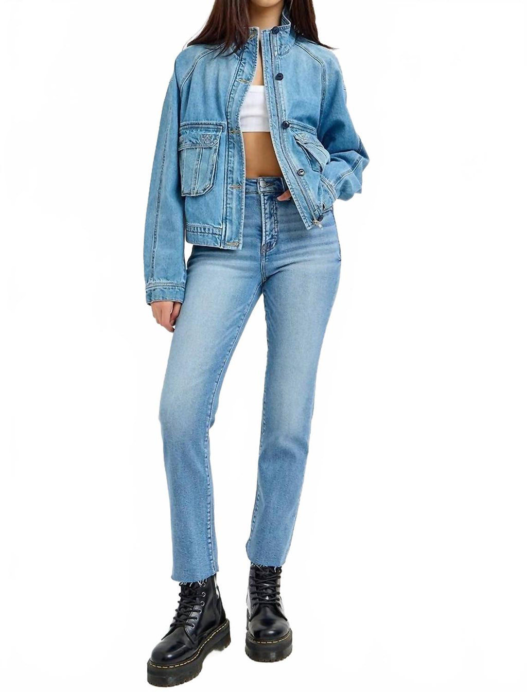 Sasha Pocket Denim Jacket In Blue