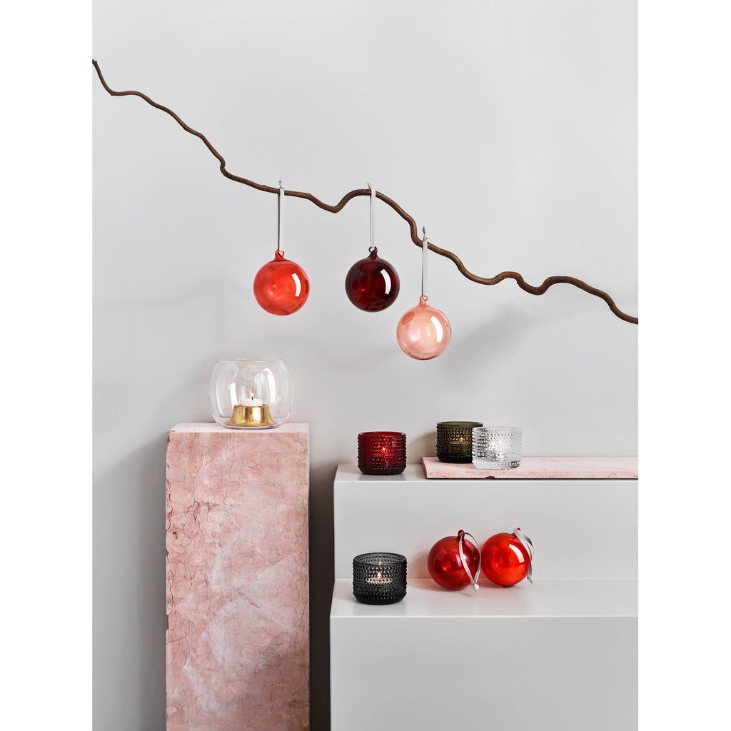 Iittala red glass ball 40mm 5-set